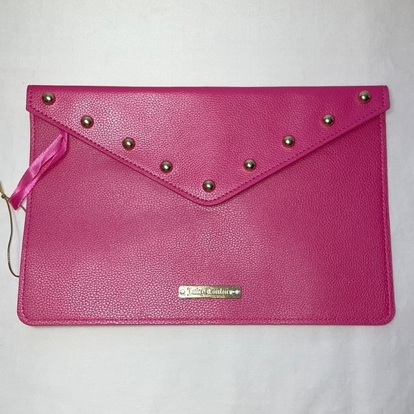 New Juicy Couture Pink with Gold Embellishments Clutch Handbag - Picture 2 of 12